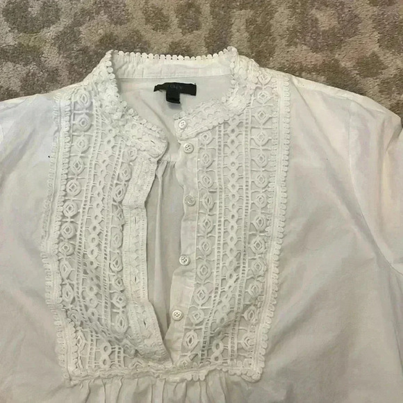 J.Crew Lace Bib Popover Shirt in White, size 14 - Picture 5 of 10